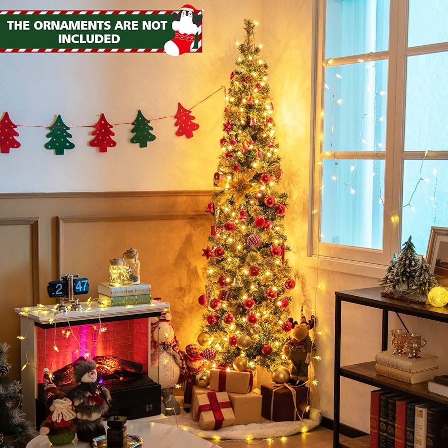 Amazon.com: Goplus 7ft Pre-Lit Half Christmas Tree